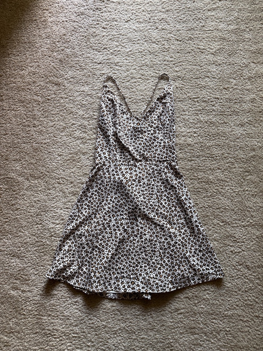 Princess Polly Leopard Print V-Neck Mini Dress - White & Brown